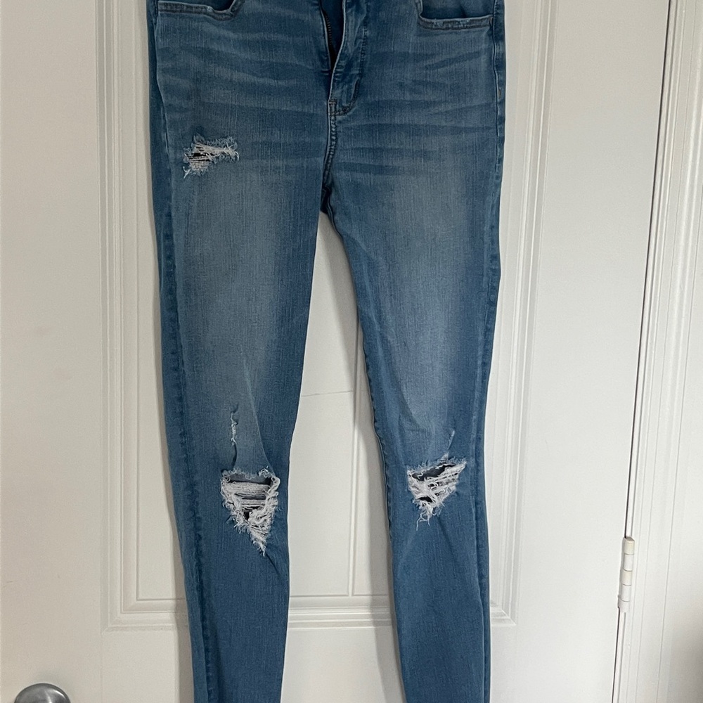 American Eagle Outfitters Blue Skinny Jeans Distressed Style